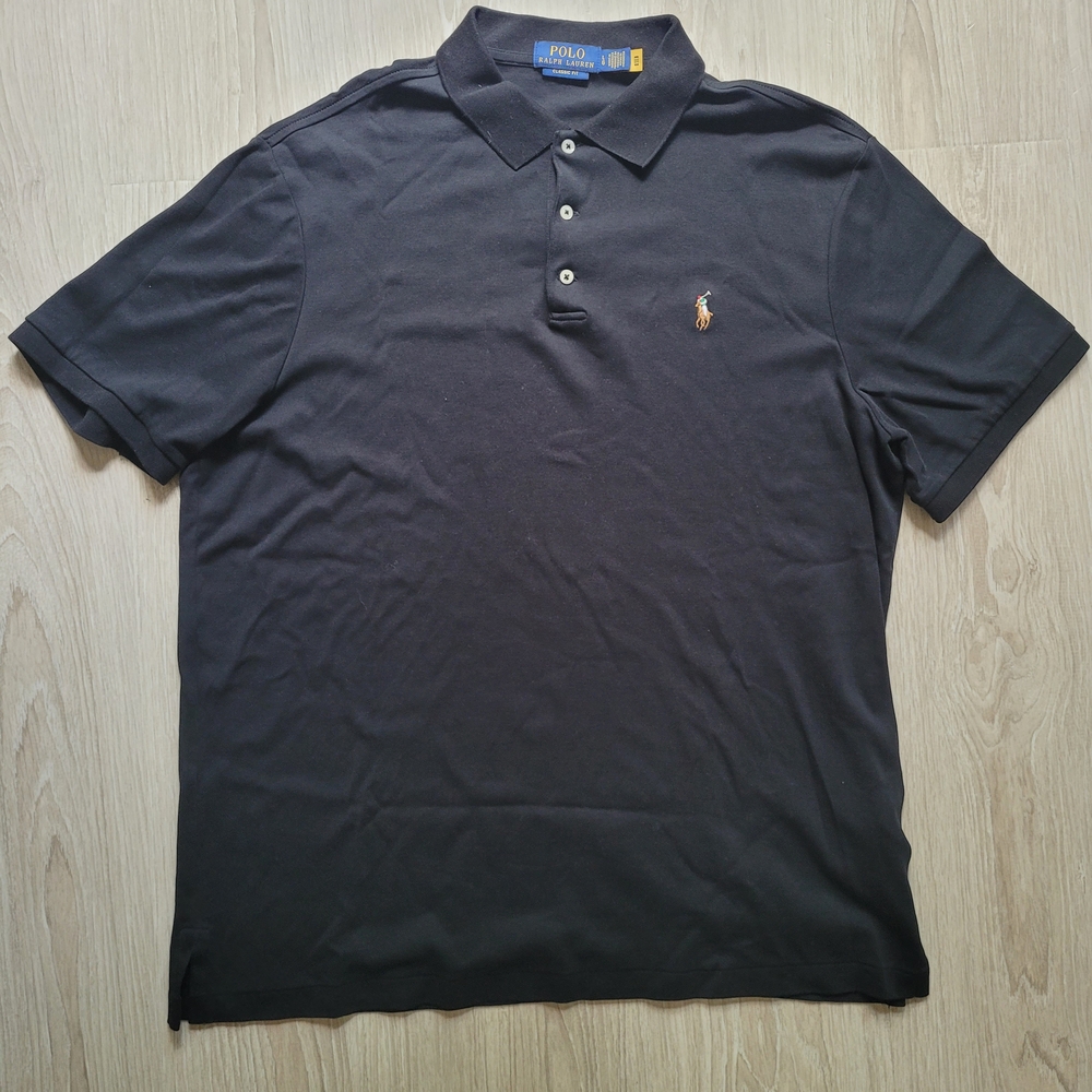 Ralph Lauren Men's Black Polo Shirt Size L Classic Fit NEW